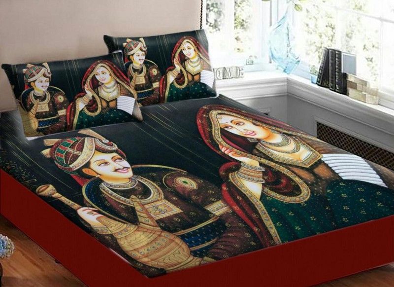 Minecraft 300 TC Velvet Double Printed Flat Bedsheet  (Pack of 1, Multicolor)
