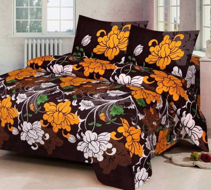 Zolico 140 TC Polycotton Double 3D Printed Flat Bedsheet  (Pack of 1, Brown)