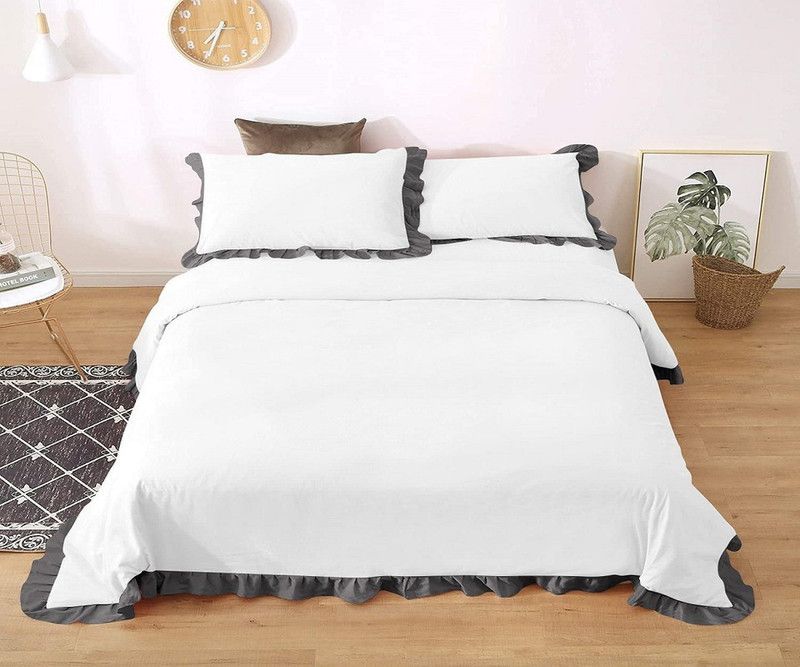 AANYALINEN Single Cotton Duvet Cover  (Grey)