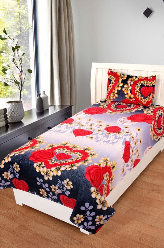 KTB TRENDS 144 TC Cotton Single Floral Flat Bedsheet  (Pack of 1, Multicolor)