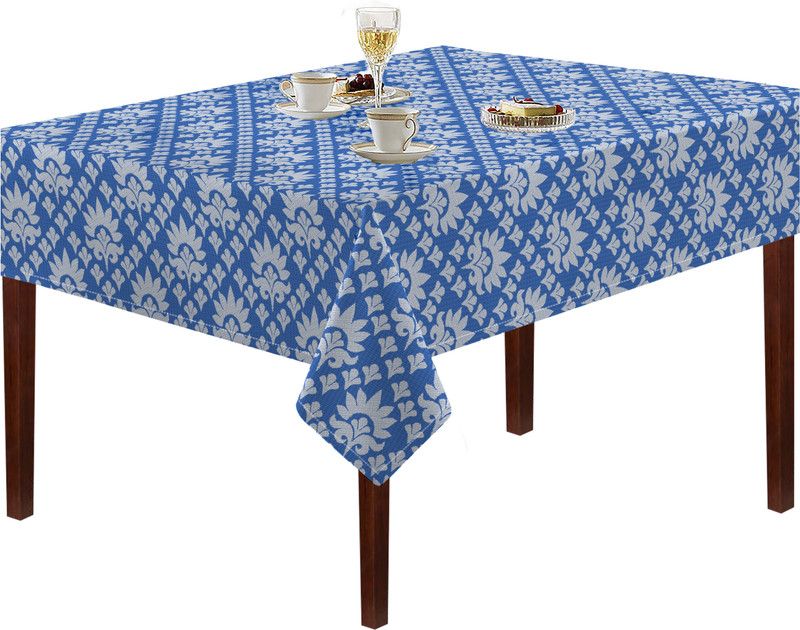 OASIS Damask 2 Seater Table Cover  (Blue, Cotton)