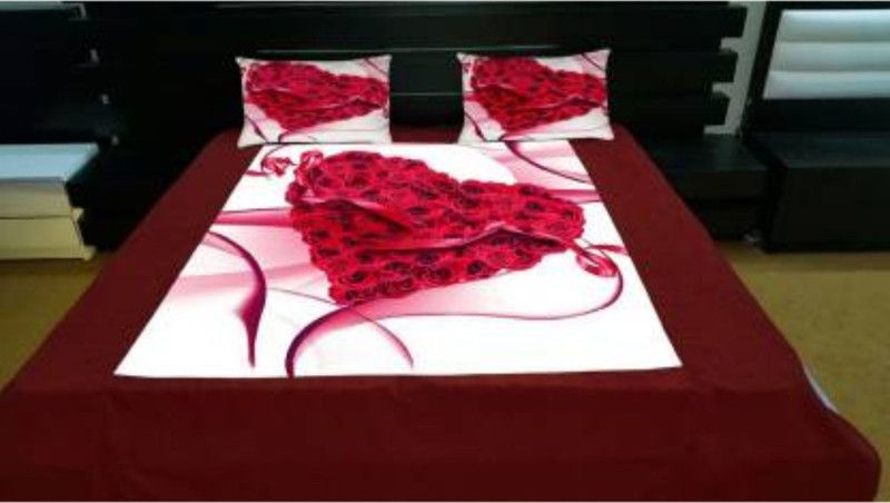 Shivaay Creations 500 TC Velvet Double Abstract Flat Bedsheet  (Pack of 1, Pink)