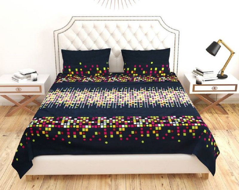 satyakunika 150 TC Microfiber Double Printed Flat Bedsheet  (Pack of 1, Multicolor)
