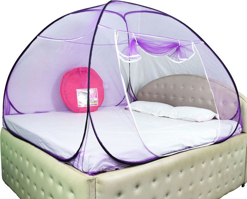 Homecute Polyester Adults Washable Polyester Pop Up and Foldable Double Bed (6ft X 7ft) Single Door One Colour (Violet) Mosquito Net  (Violet, Tent)