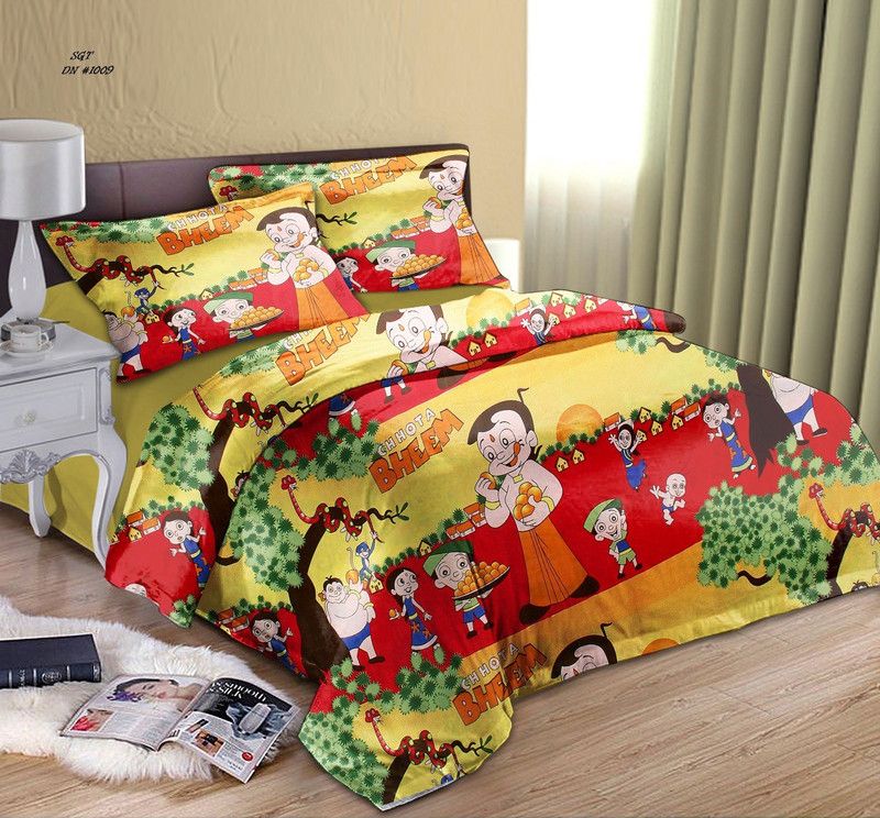 1 TC Polycotton Double Cartoon Bedsheet  (Pack of 1, Yellow)