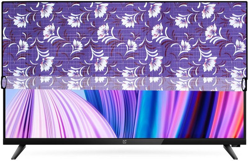 KVAR LED TV Cover  (Width: 128 cm, White, Purple)