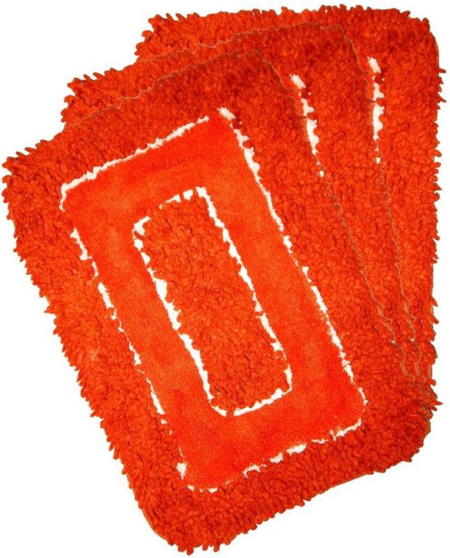 Mayur7Star Cotton Bathroom Mat  (Orange, Medium, Pack of 3)