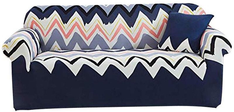 Polyester Sofa Cover  (Blue, White, Grey Pack of 1)