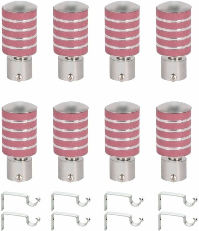 ZAPEX Silver, Peach Rod Rail Bracket, Curtain Knobs Metal