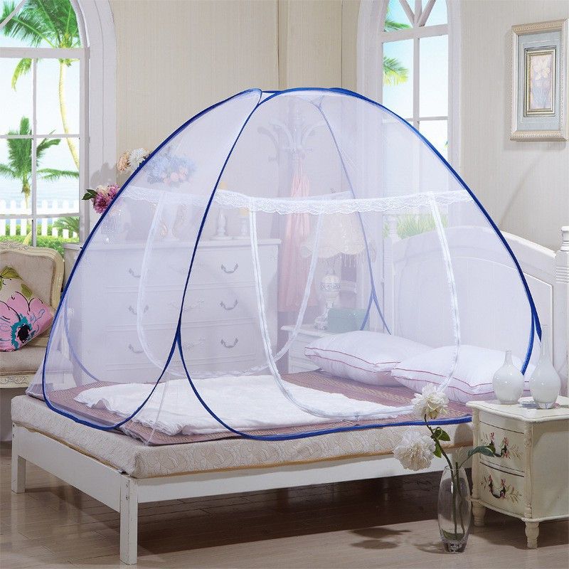 SECRETDEN Polyester Adults Washable Polyester Adults Foldable Mosquito Net for King Size Bed / Queen Size Bed / Double Bed , Macchardani (Color: White Net, Size: 200 x 200 cm) Mosquito Net  (Blue, Tent)