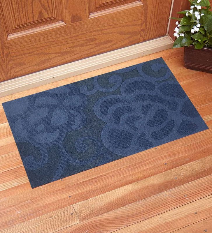 Chaque Decor Polyester Door Mat  (Blue, Medium)