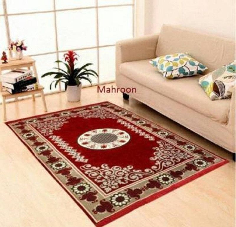 REST NEST Maroon Acrylic Carpet  (137.16 cm, X 187.96 cm, Rectangle)