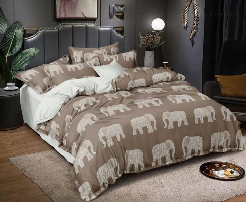 ananya creation 200 TC Cotton Double Printed Flat Bedsheet  (Pack of 1, Brown)