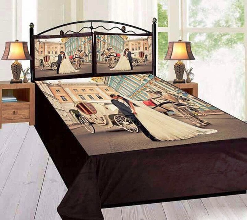 Vivid Home 300 TC Velvet Queen Printed Flat Bedsheet  (Pack of 1, multicolor38)