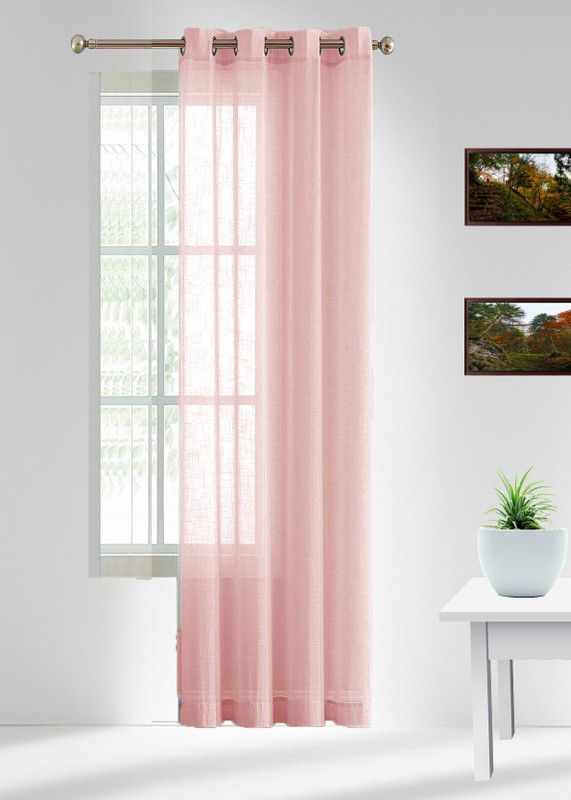 CARLTON LONDON 274 cm (9 ft) Cotton Transparent Long Door Curtain Single Curtain  (Self Design, Baby Pink)