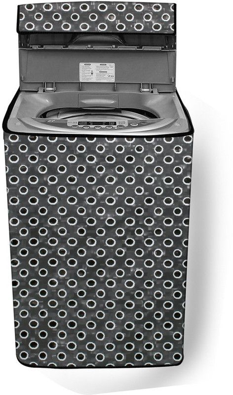 Stylista Top Loading Washing Machine Cover  (Width: 58 cm, Black, Grey)