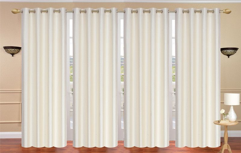 Flossy 214 cm (7 ft) Polyester Semi Transparent Door Curtain (Pack Of 4)  (Solid, Beige)
