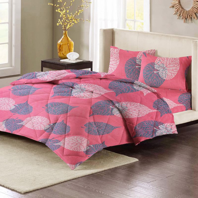BSB HOME Abstract Double Comforter for Heavy Winter  (Microfiber, Pink)