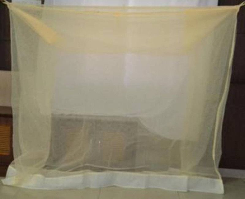 shriji creation HDPE - High Density Poly Ethylene Adults Washable 6X6.5 FEET PLAIN IVORY MOSQUITO NET Mosquito Net  (IVORY, Bed Box)
