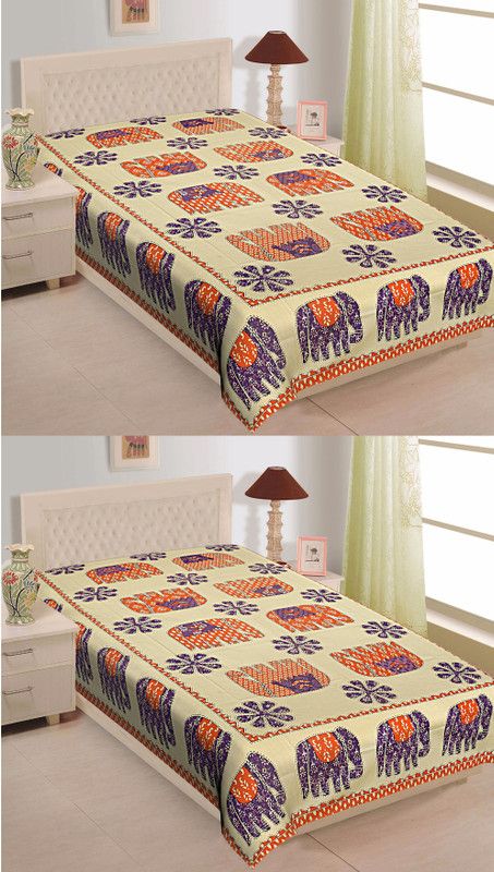 144 TC Cotton Single Bedsheet  (Pack of 2, Purple)