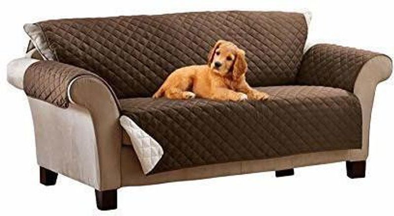 divinezon Canvas Plain Sofa Cover  (Brown Pack of 1)