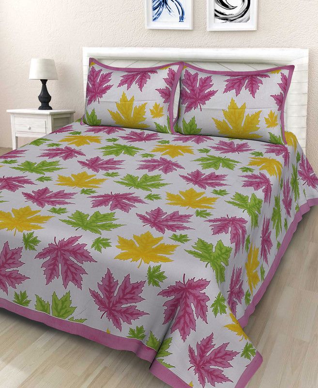 Hrida Fabrics 151 TC Cotton Double Floral Flat Bedsheet  (Pack of 1, Pink)