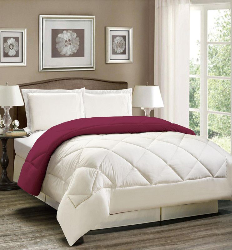 AVI Solid Single Comforter for Heavy Winter  (Polyester, White-Wine)