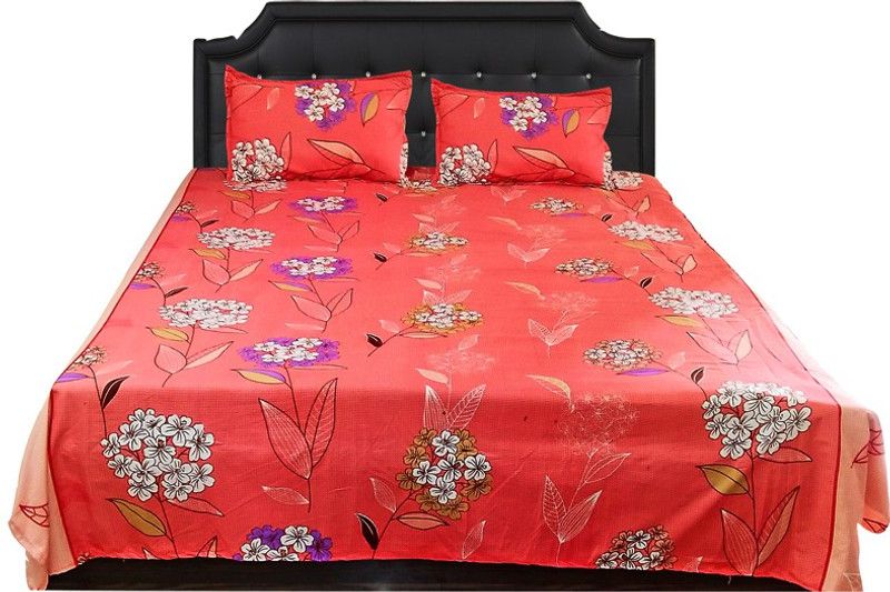 SHREE SHYAM INTERIOR 220 TC Cotton King 3D Printed Flat Bedsheet  (Pack of 1, light purple, light brown, White)