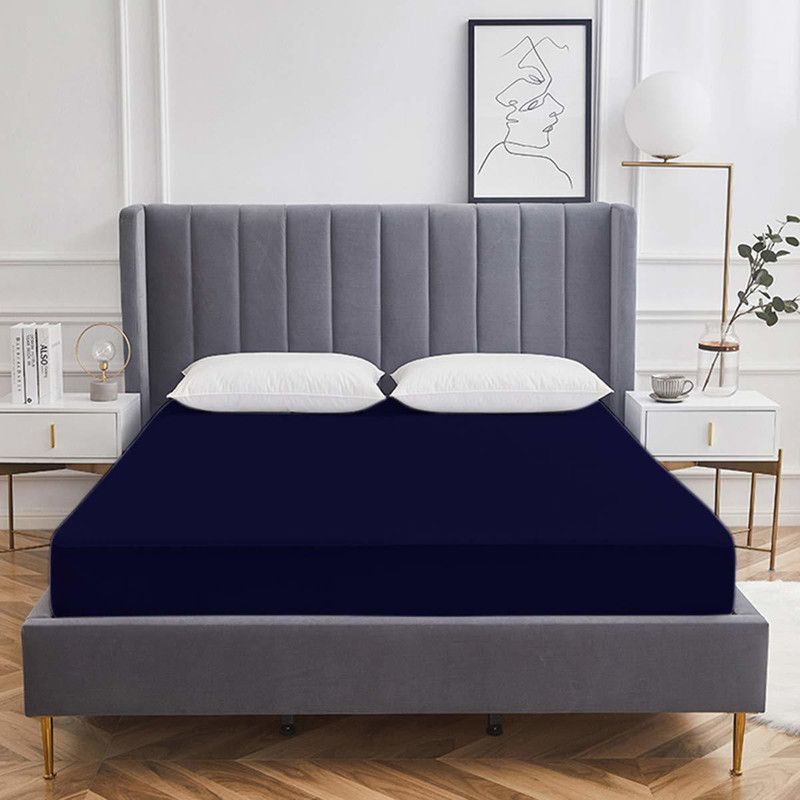 Fitted Double Size Mattress Cover  (Blue)