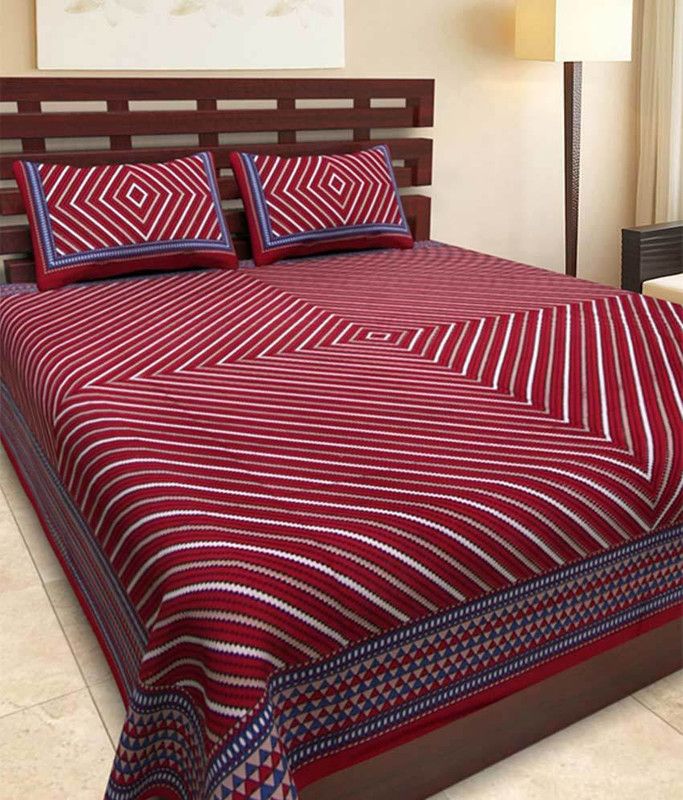 MayuriCotton 210 TC Cotton Double Printed Flat Bedsheet  (Pack of 1, Brown)