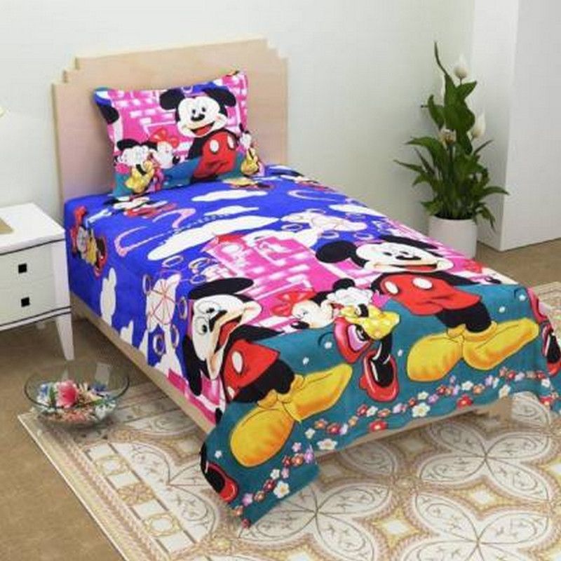 Gangoliya 3D 140 TC Microfiber Single 3D Printed Fitted & Flat Bedsheet  (Pack of 1, Multicolor)
