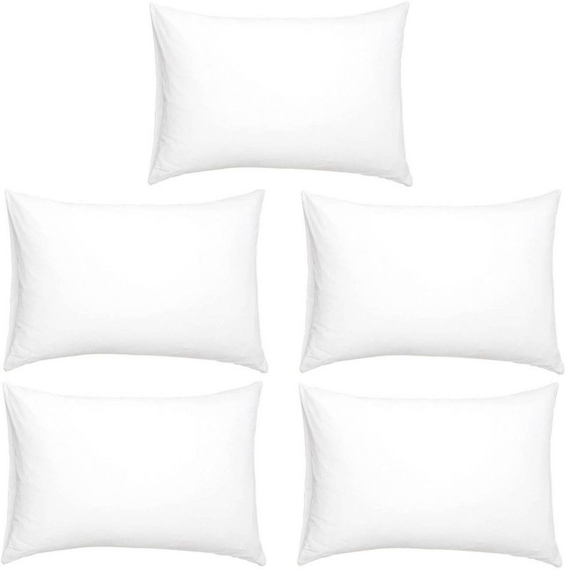 SHOPROLI Polyester Fibre Solid Sleeping Pillow Pack of 5  (White)