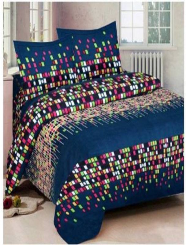 Dreamhomes 180 TC Cotton Queen Printed Flat Bedsheet  (Pack of 1, Multicolor)