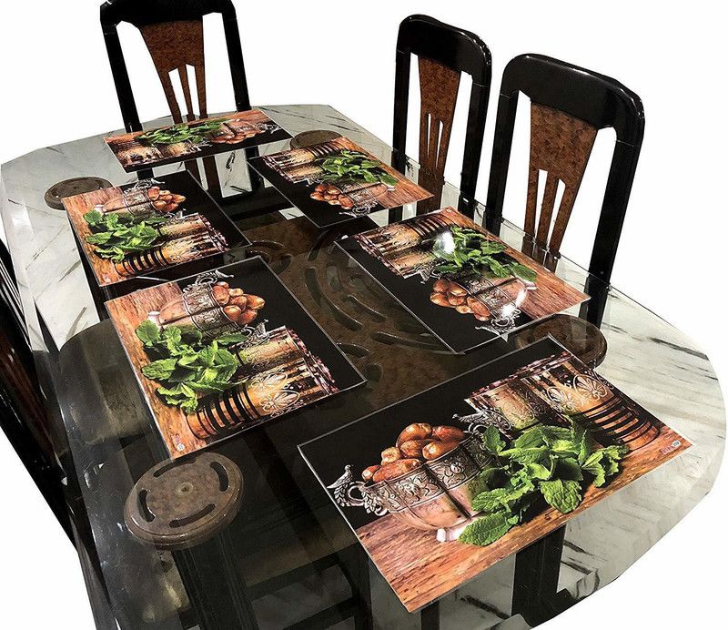 TANLOOMS Rectangular Pack of 6 Table Placemat  (Multicolor, PVC)
