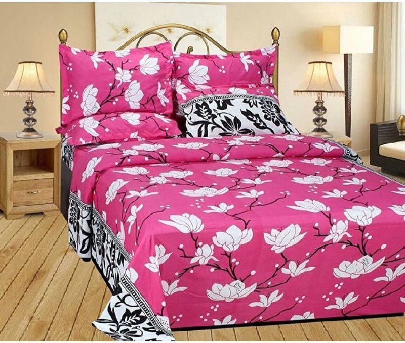 pixer 185 TC Microfiber Double Floral Flat Bedsheet  (Pack of 1, Multicolor)