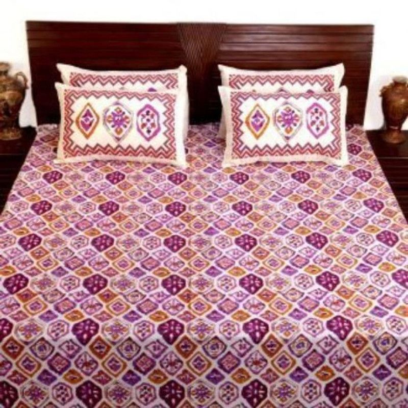 Heritage Fabs 120 TC Cotton Double Floral Flat Bedsheet  (Pack of 1, Purple)