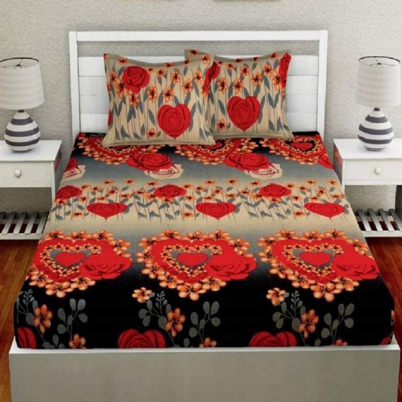 Polycotton Double Bedsheet  (Pack of 1, Orange)