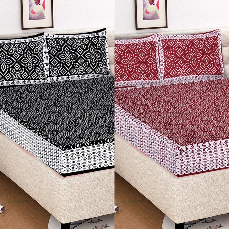 280 TC Cotton Double Jaipuri Prints Bedsheet  (Pack of 2, Multicolor)