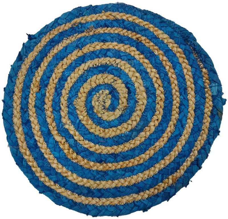 HAC Blue Cotton Area Rug  (40 cm, X 40 cm, Circle)