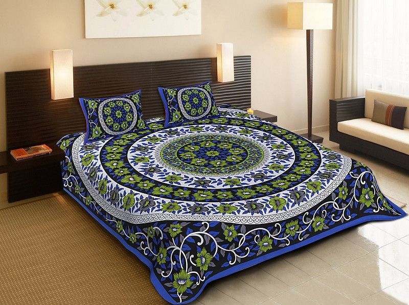 E ELMA 151 TC Cotton Double Floral Flat Bedsheet  (Pack of 1, Multicolor)