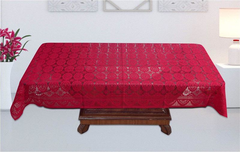 imfab Solid 4 Seater Table Cover  (Maroon, Cotton)