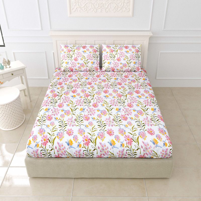 210 TC Microfiber Double King Printed Bedsheet  (Pack of 1, Design01)