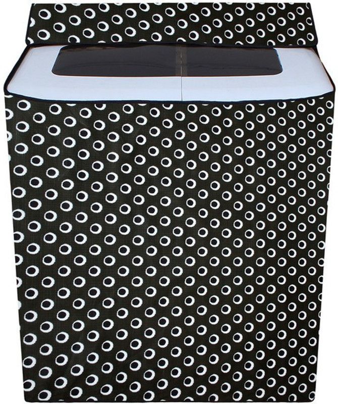 Nitasha Semi-Automatic Washing Machine Cover  (Width: 62 cm, White, Black)