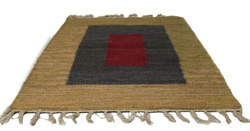 TANGERINE Maroon, Beige, Grey Wool, Cotton Area Rug  (61 cm, X 92 cm, Rectangle)