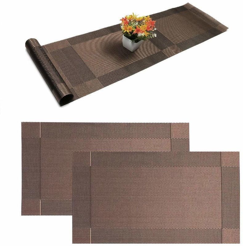 Flipkart SmartBuy Rectangular Pack of 3 Table Placemat  (Brown, PVC)