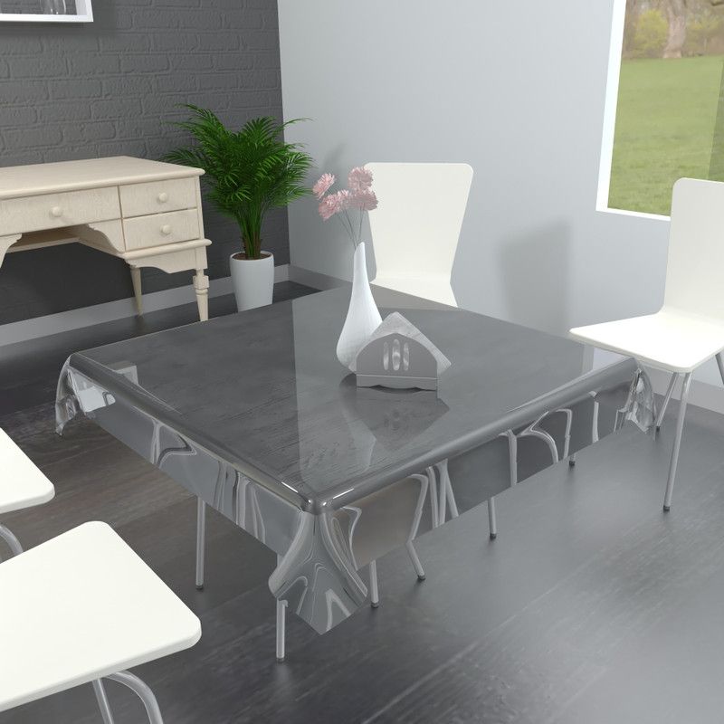 MONKDECOR Solid 2 Seater Table Cover  (Transparent, PVC)