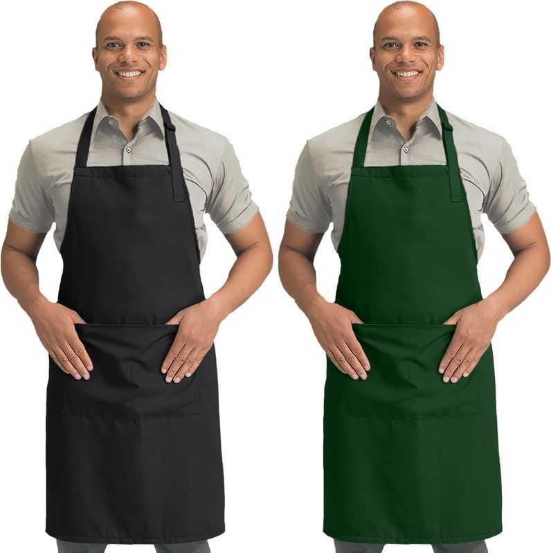 Blackpoll Polyester Home Use Apron - Free Size  (Black, Green, Pack of 2)