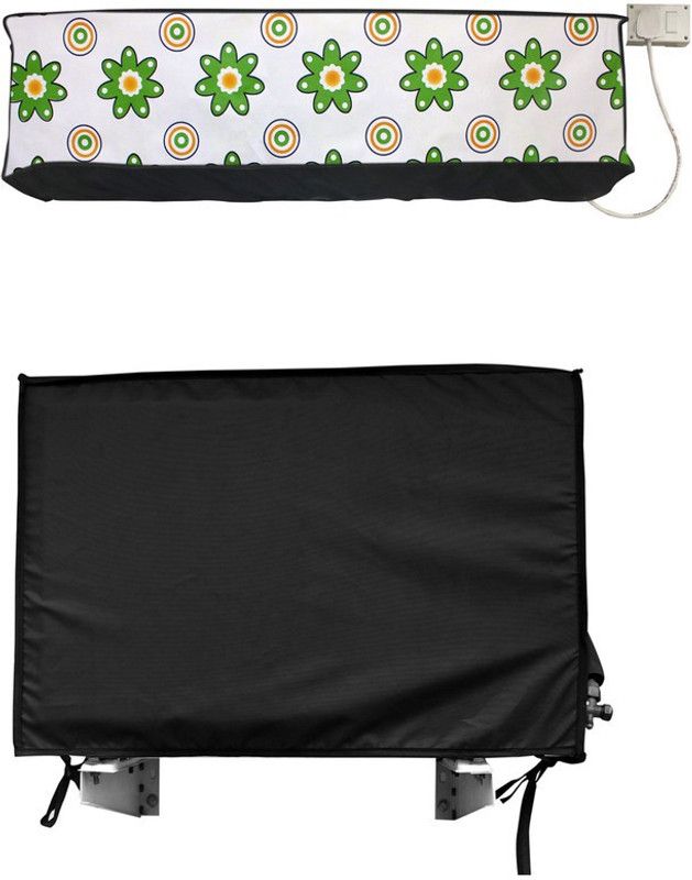 KingMatters Air Conditioner Cover  (Width: 115 cm, White, Green Spring)