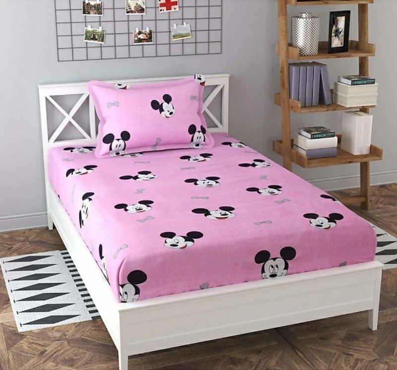 FANGLED 180 TC Cotton Single Cartoon Flat Bedsheet  (Pack of 1, Multicolor)