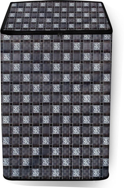 Stylista Top Loading Washing Machine Cover  (Width: 56 cm, black, Grey)